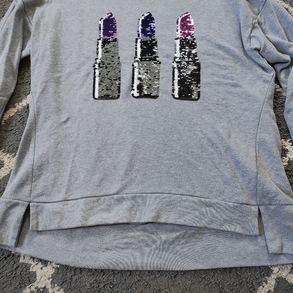 Juicy crew sweatshirt sequin lipsticks size XL - Picture 3 of 7